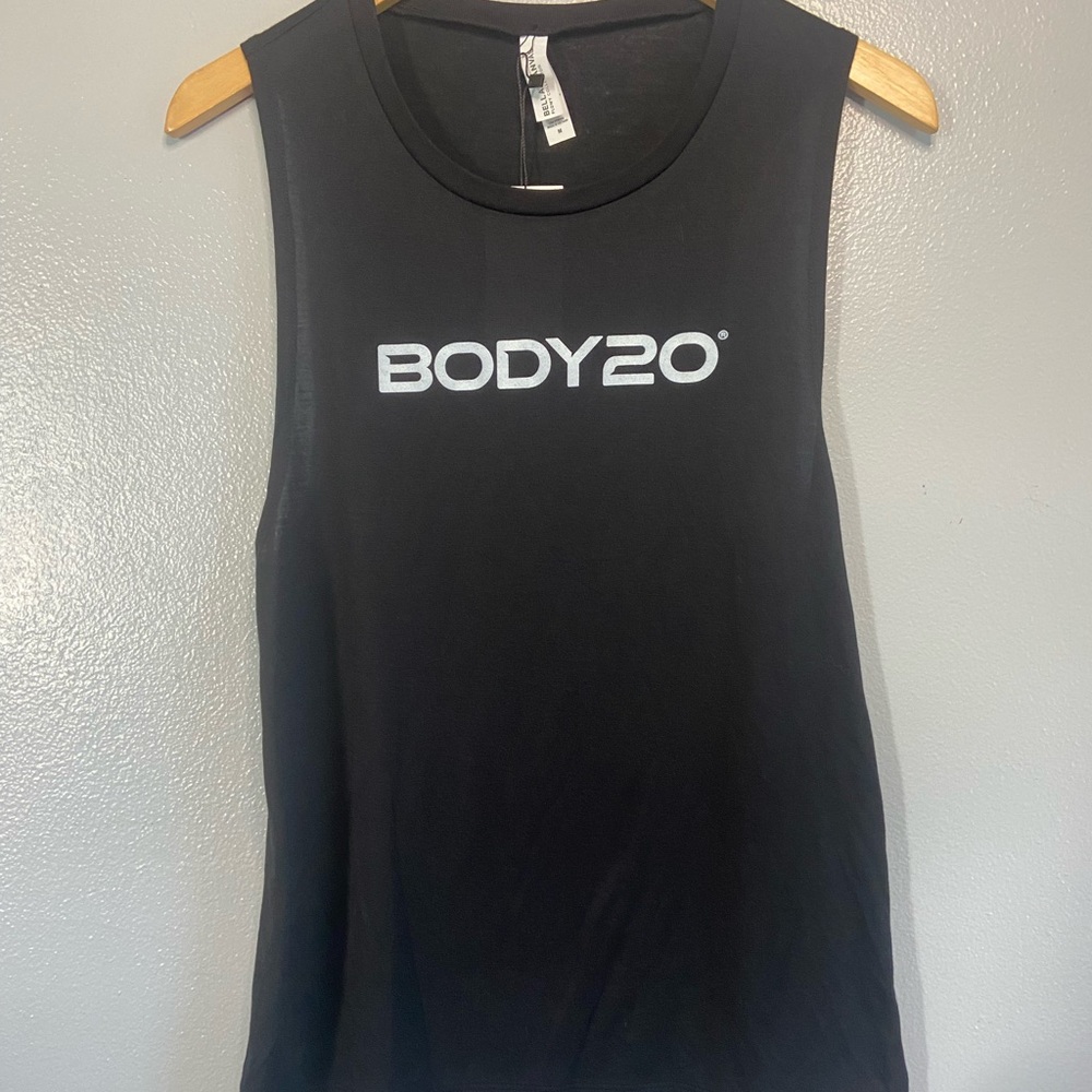 Body 20‎ Black Tank Top with White Text